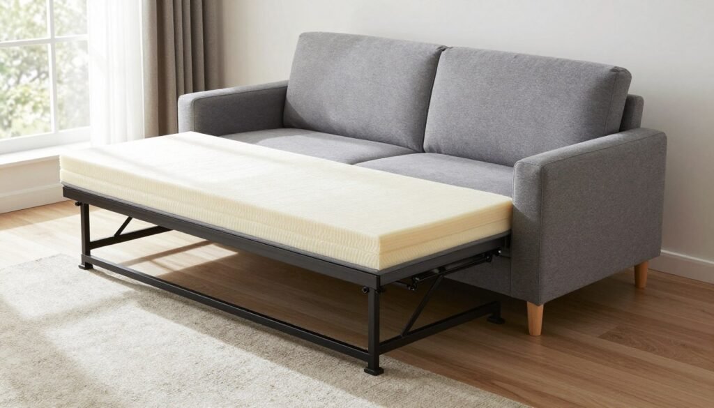 pull-out sleeper sofa mechanism in small apartment