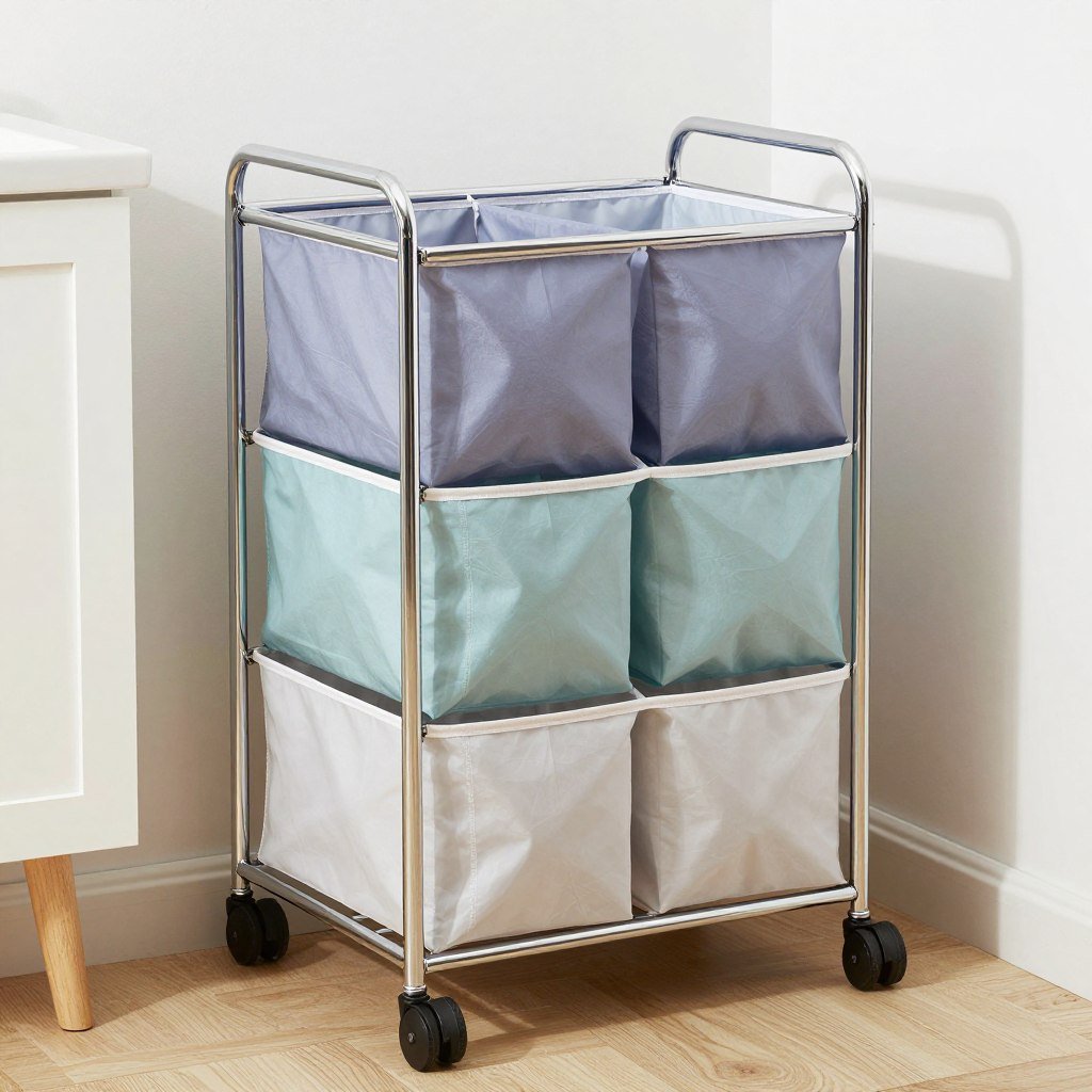 rolling laundry cart with multiple compartments