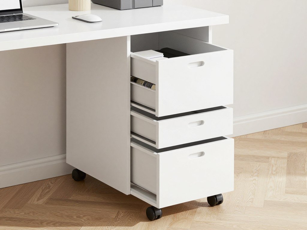 rolling storage drawer unit under compact desk