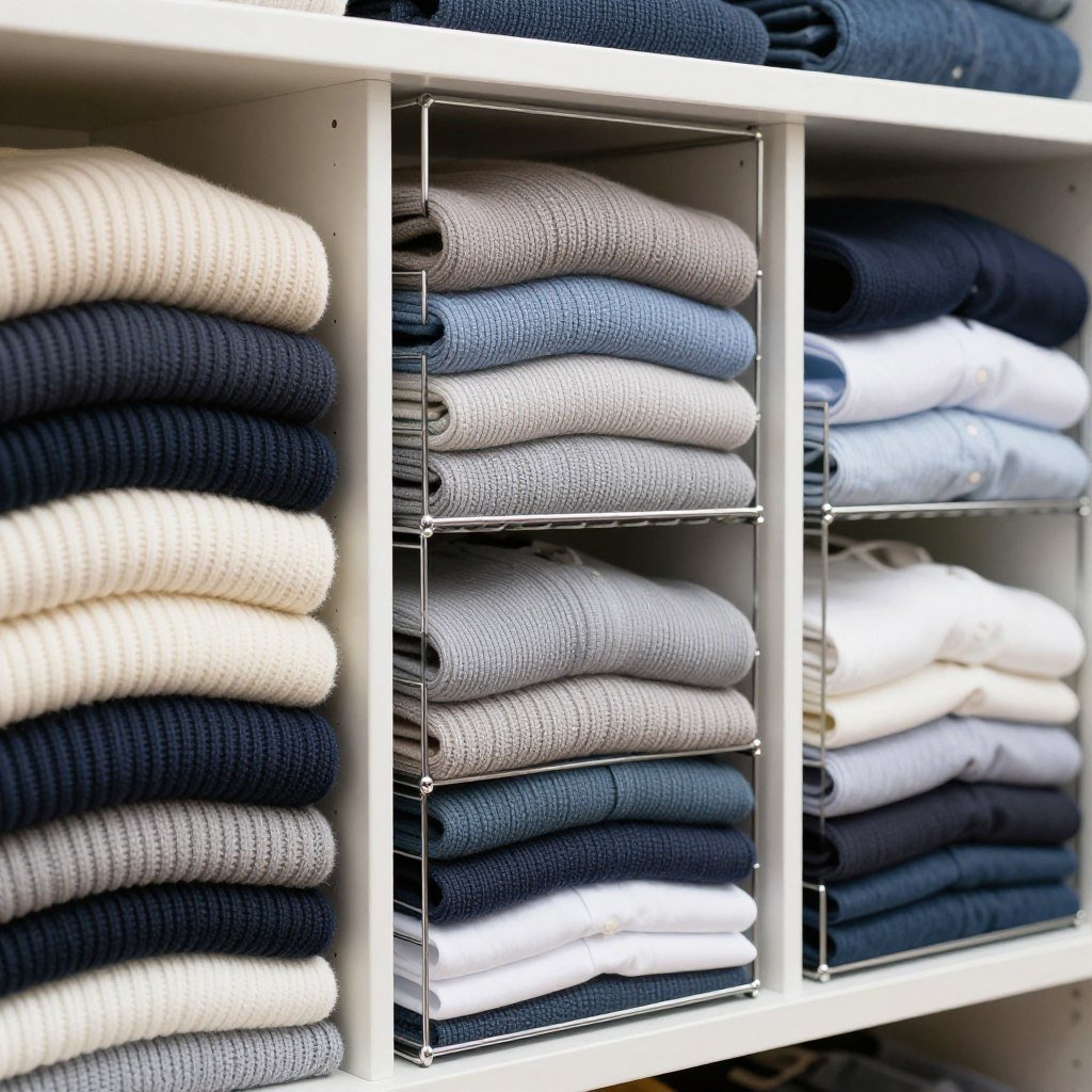 shelf dividers keeping folded clothes organized