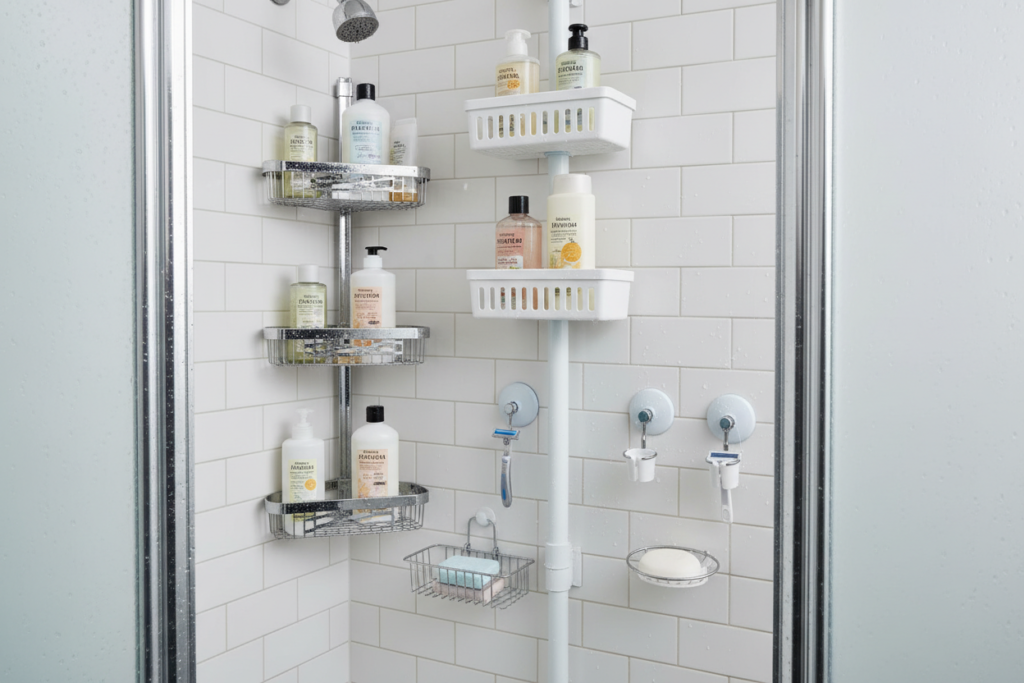shower caddies and corner organizers