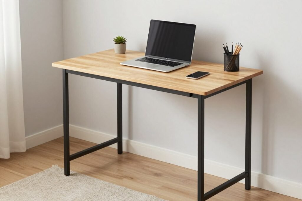 simple folding table styled as functional desk space