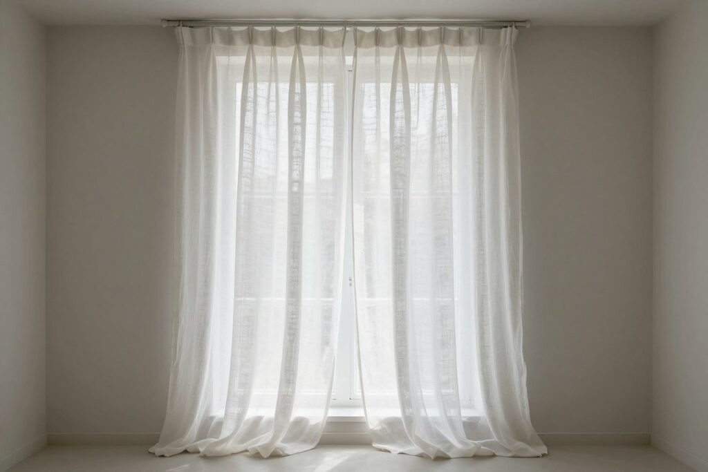 simple light curtains in small bedroom window