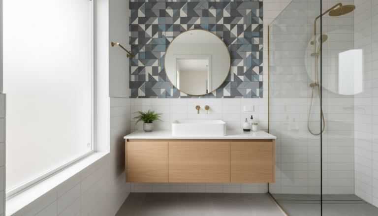small bathroom tile and wallpaper ideas showcasing modern design
