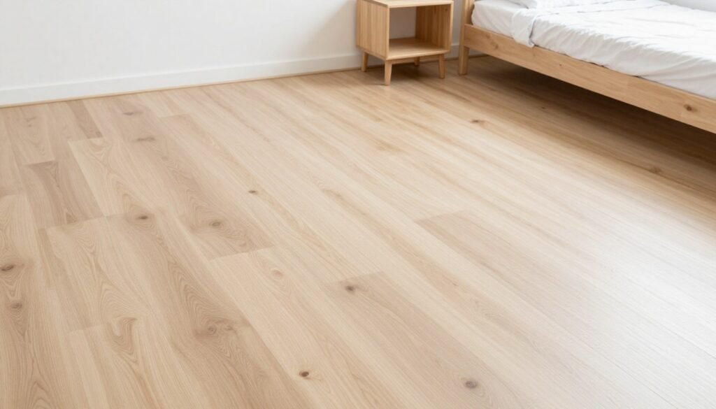 small bedroom with open floor space and minimal furniture