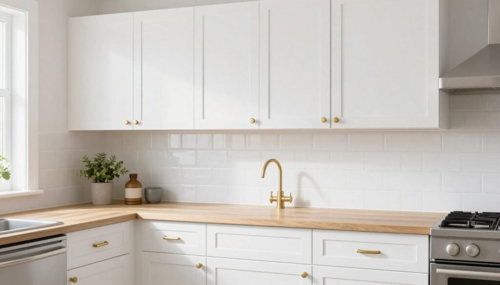 small kitchen updated with paint and new hardware on budget