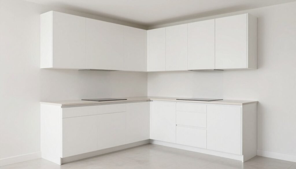 small kitchen with walls painted same color as cabinets creating seamless look