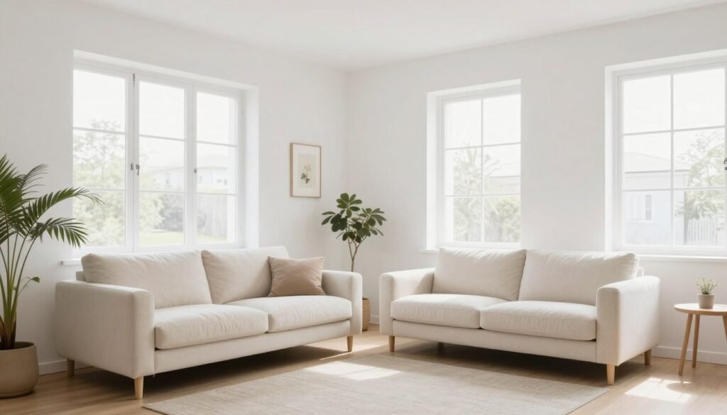 small living room with light colored walls and bright atmosphere