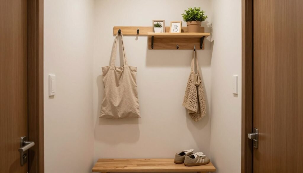 small organized entryway with smart storage