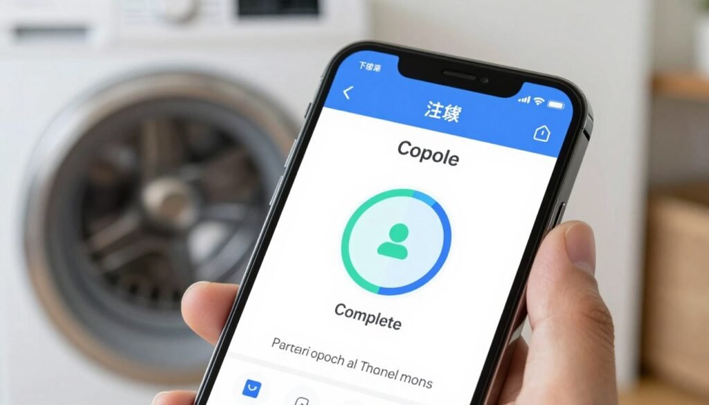 smartphone showing laundry cycle completion alert