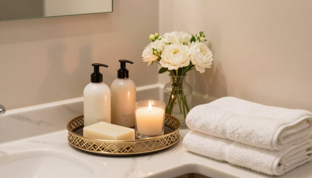 styled salon suite with decorative details and accessories