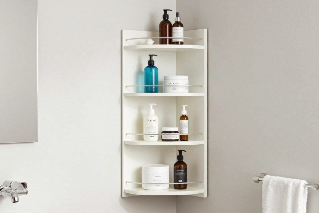 tall corner shelf unit bathroom