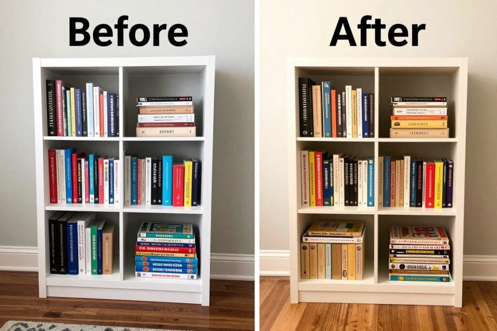 thrift store furniture repurposed for game storage