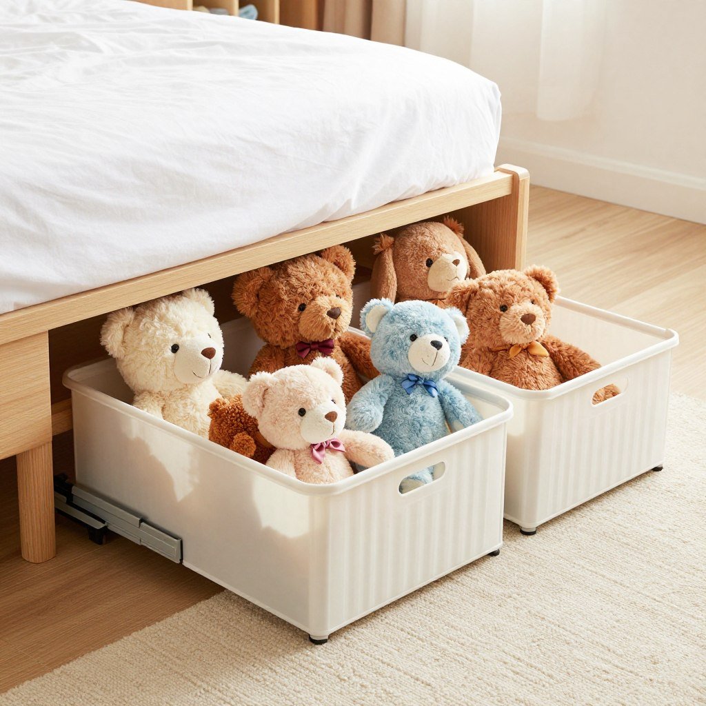 under bed storage container with stuffed animals