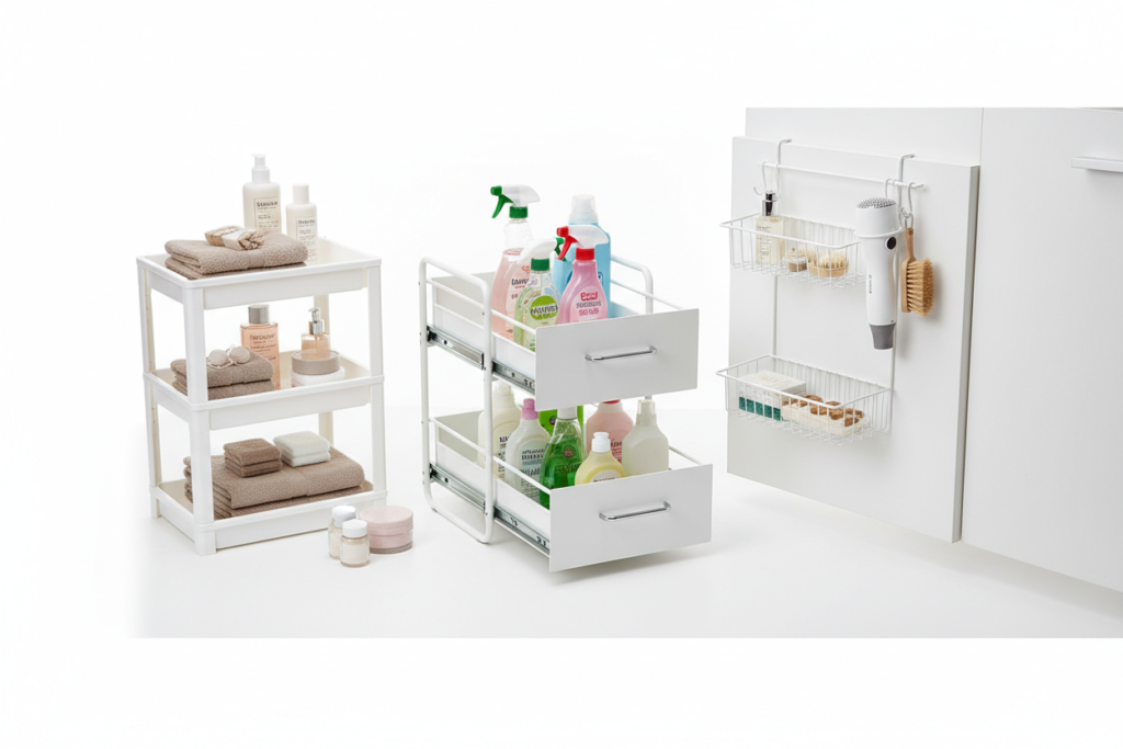 under-sink storage organizers and pull-out systems