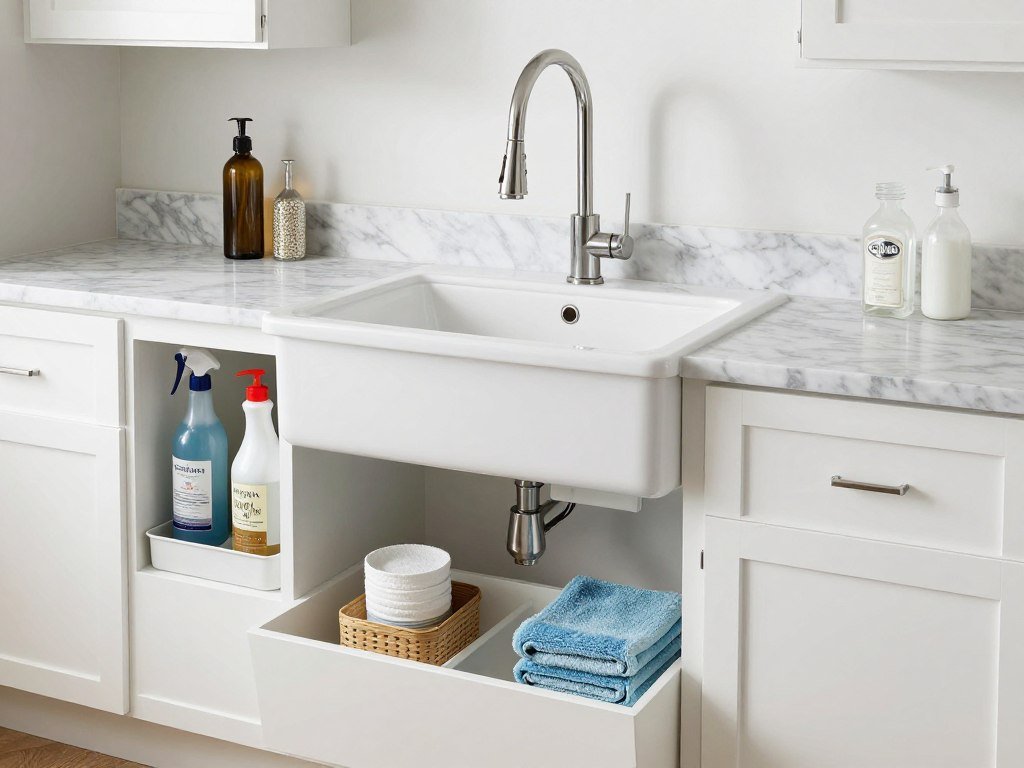 utility sink with surrounding cabinets