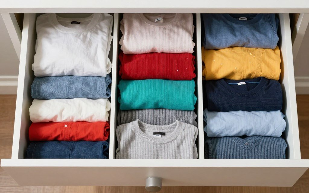 vertical folding method in drawer showing all items visible