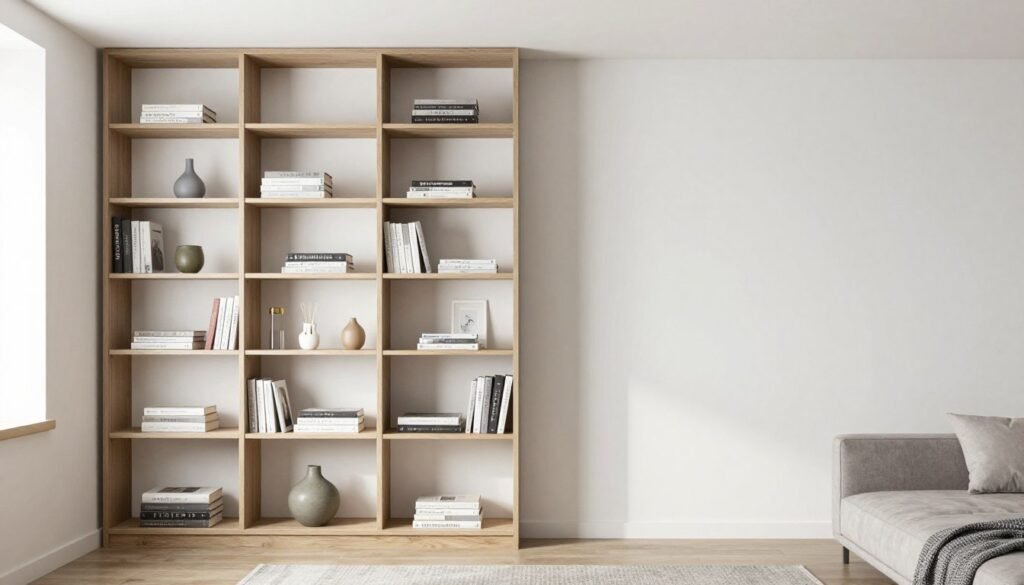 vertical storage in small living room
