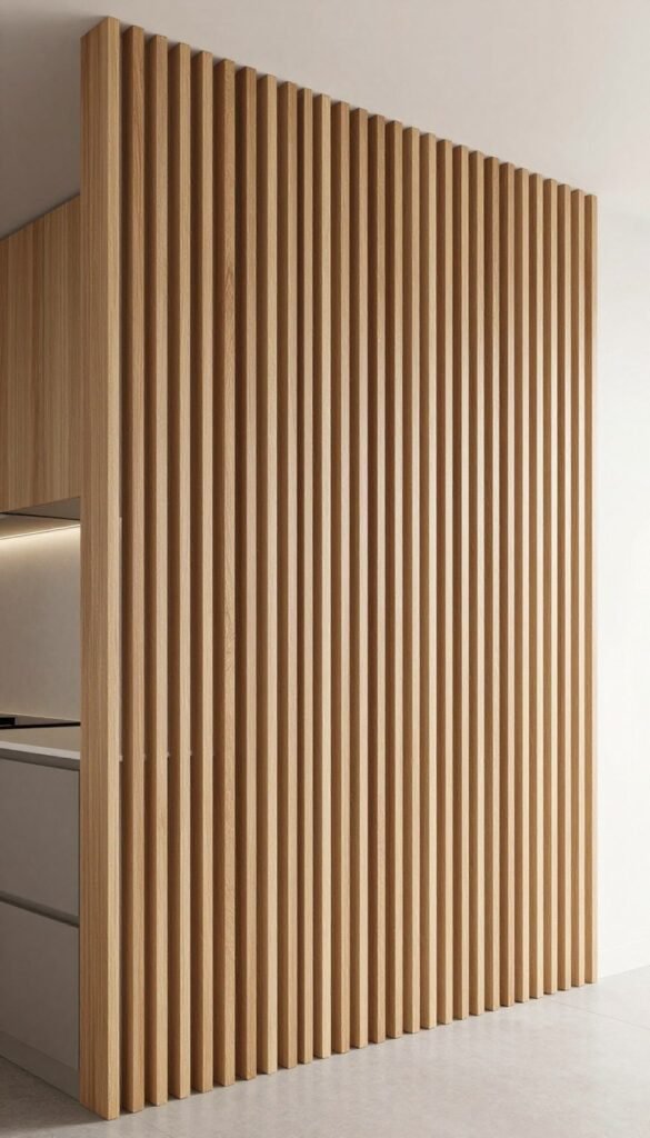 vertical wood slat feature wall in kitchen vertical wood slat feature wall in kitchen
