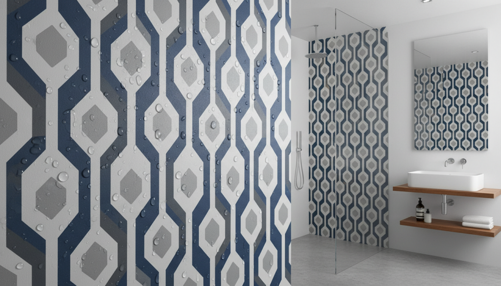 vinyl wallpaper designed for bathroom humidity and moisture