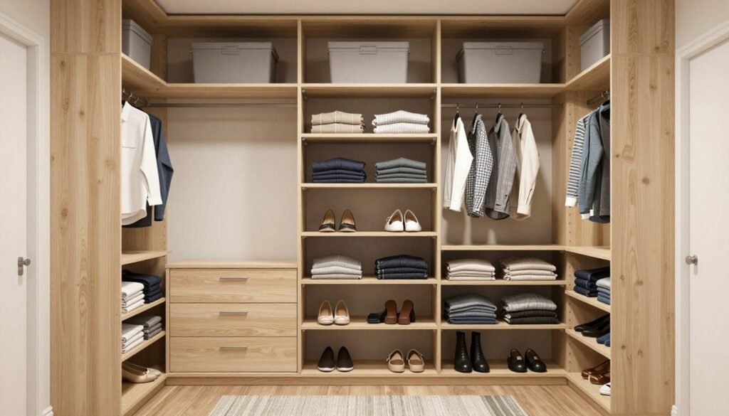 walk-in closet with organized zones
