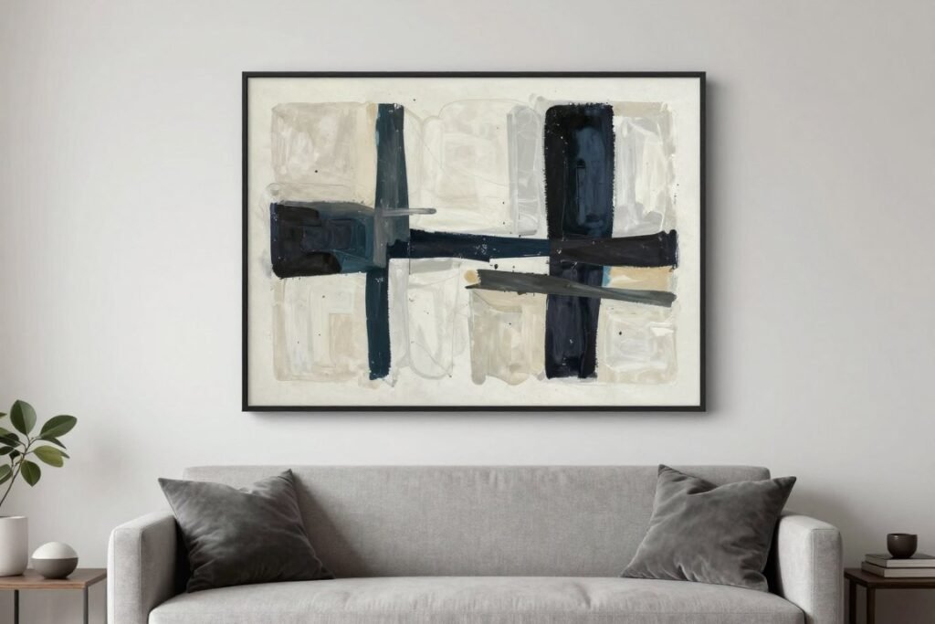 wall art above sofa bed arrangement