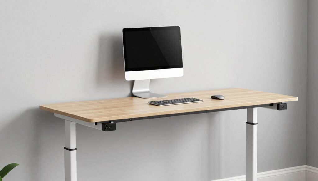 wall-mounted adjustable standing desk in multiple positions