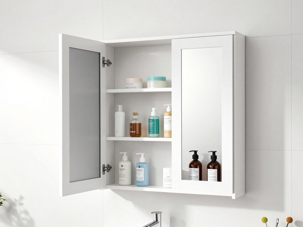 wall mounted bathroom cabinet with mirror and shelves