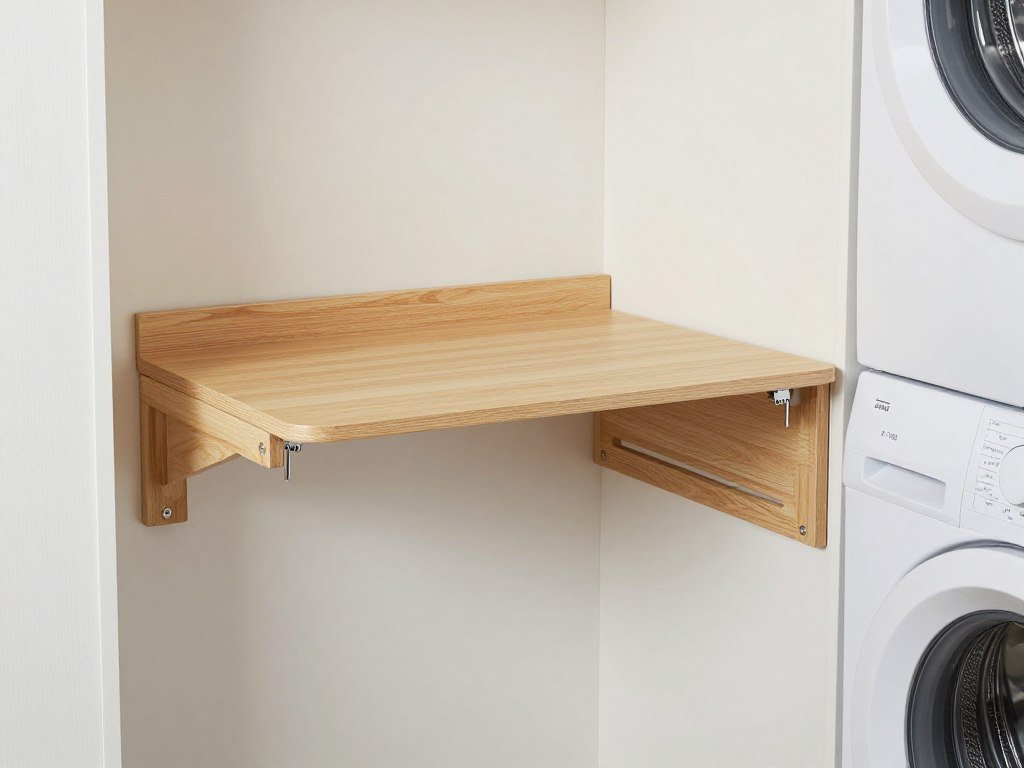 wall mounted fold down table in laundry room
