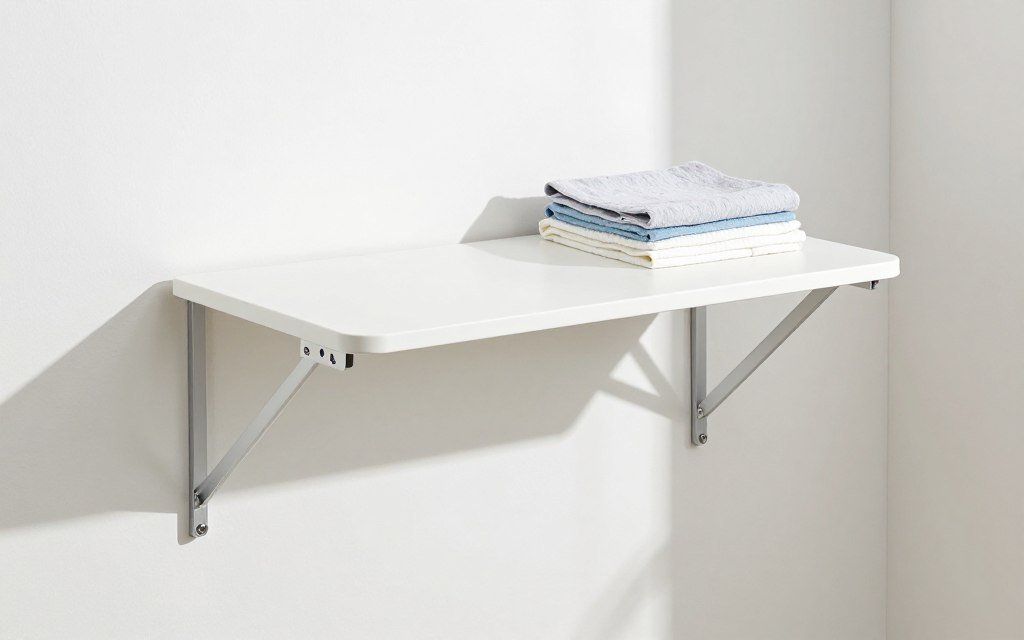 wall mounted fold down table in laundry room
