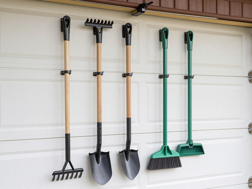 wall-mounted garden tool rack