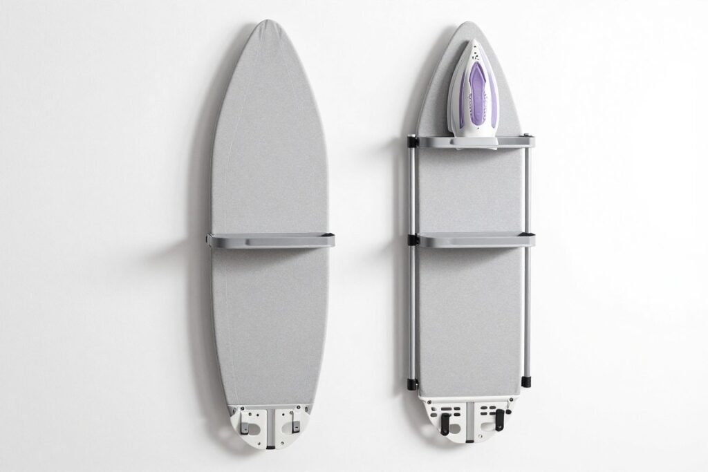 wall mounted ironing board folded and extended