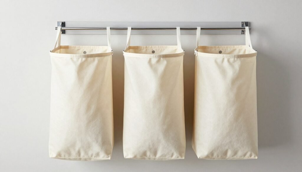 wall mounted laundry hamper system saving floor space