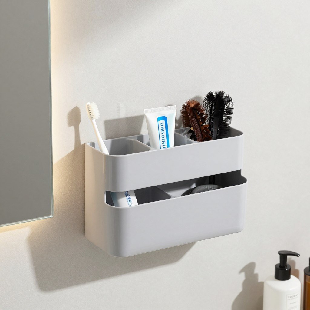 wall mounted vanity organizer for small bathroom storage
