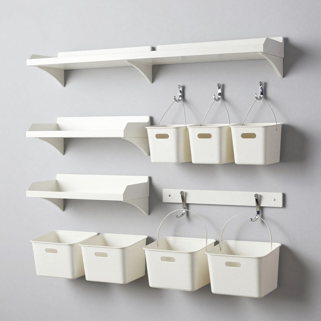 wall shelf organizer system with storage bins and hooks wall shelf organizer system with storage bins and hooks