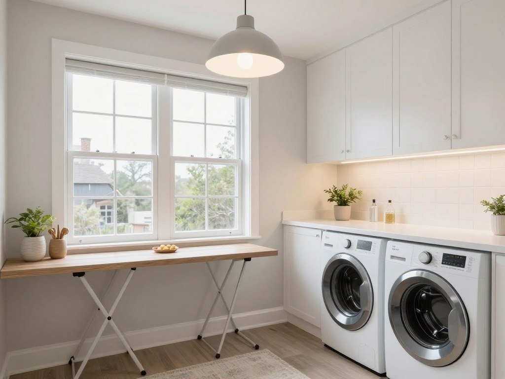 well-lit laundry room with natural light