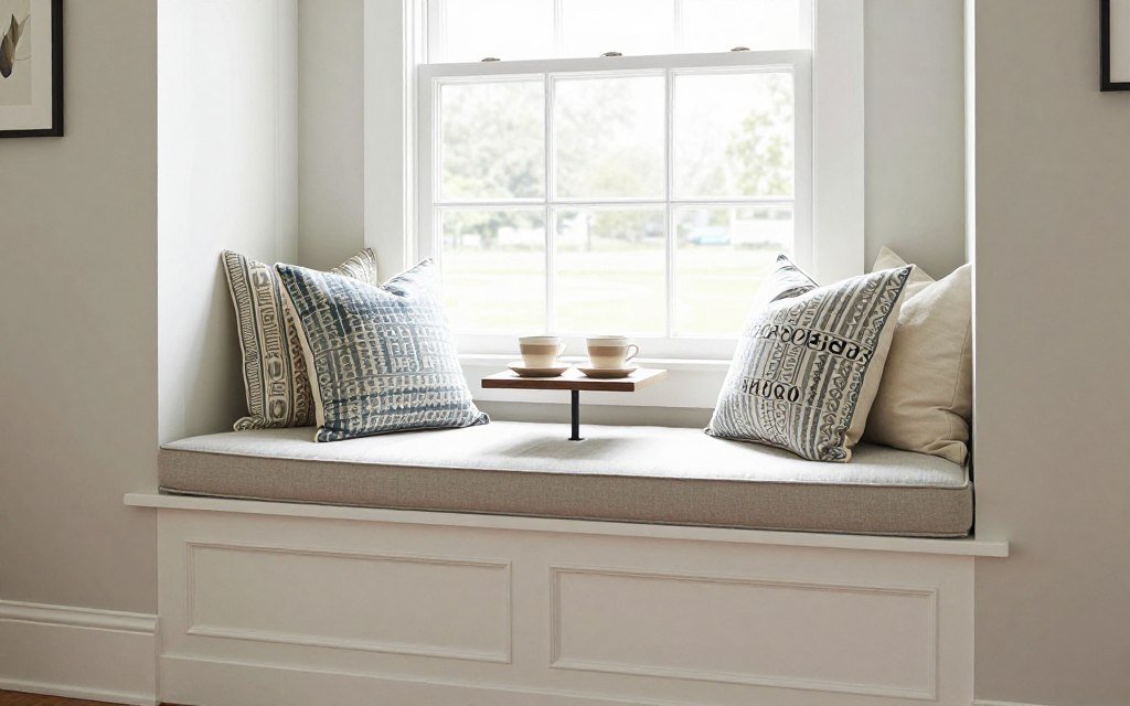 window seat with cushions and small table creating breakfast spot window seat with cushions and small table creating breakfast spot