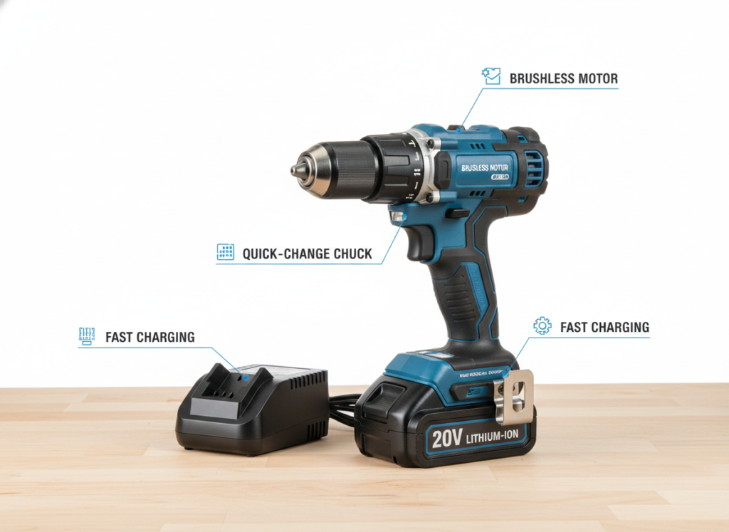 Cordless drill and battery system