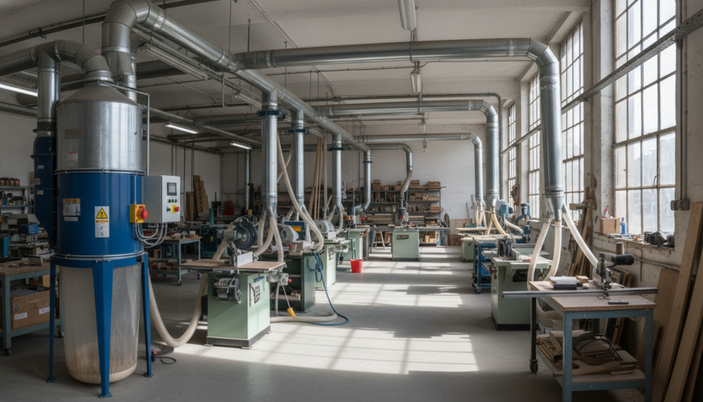 Dust collection system in workshop