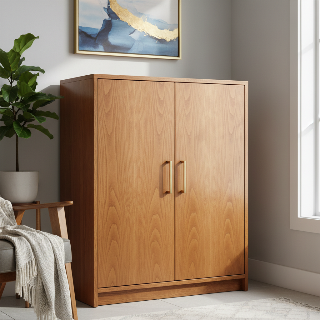 Finished storage cabinet showing quality construction and finishing
