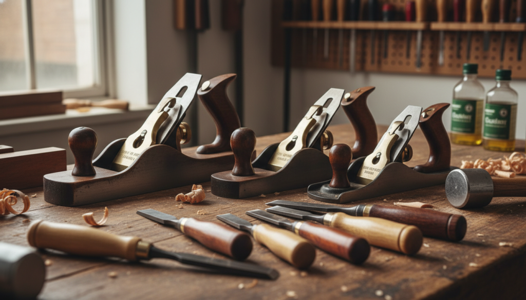 Hand planes and chisels for woodworking