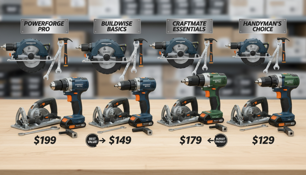 Selection of mid-range tool brands