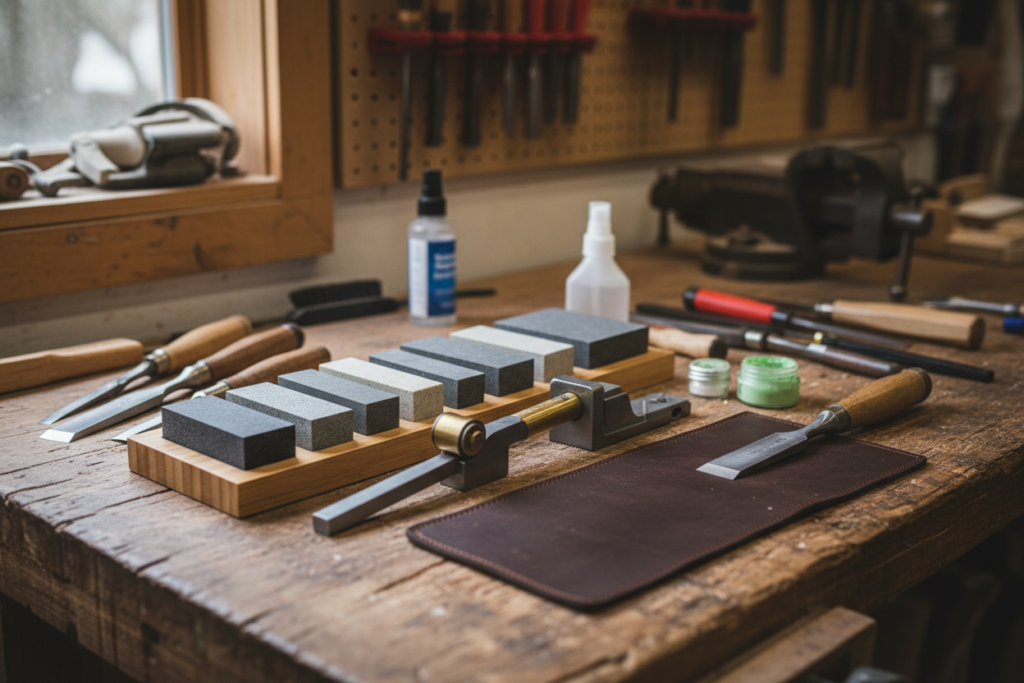 Tool sharpening station setup