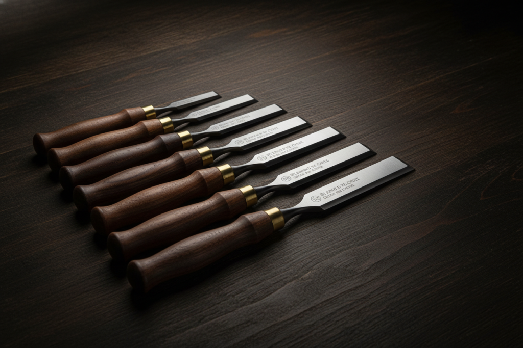 Woodworking chisels in different sizes Woodworking chisels in different sizes