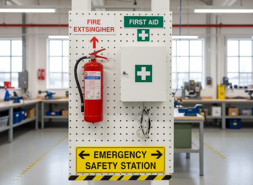 Workshop first aid and fire safety station
