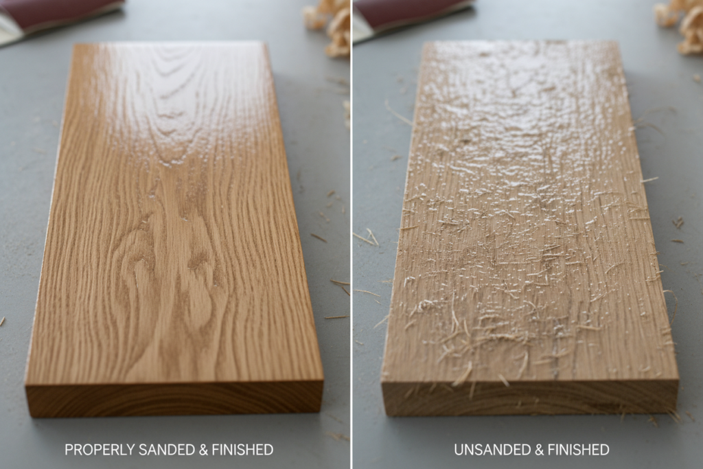 comparison of properly sanded versus poorly sanded wood comparison of properly sanded versus poorly sanded wood