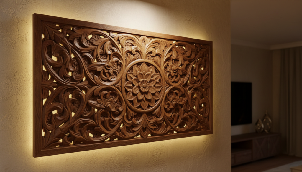 decorative wooden wall art with intricate carved details decorative wooden wall art with intricate carved details