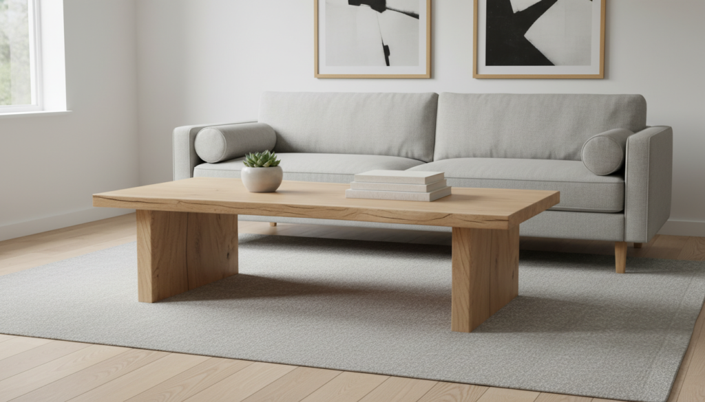 handcrafted wooden coffee table with modern design