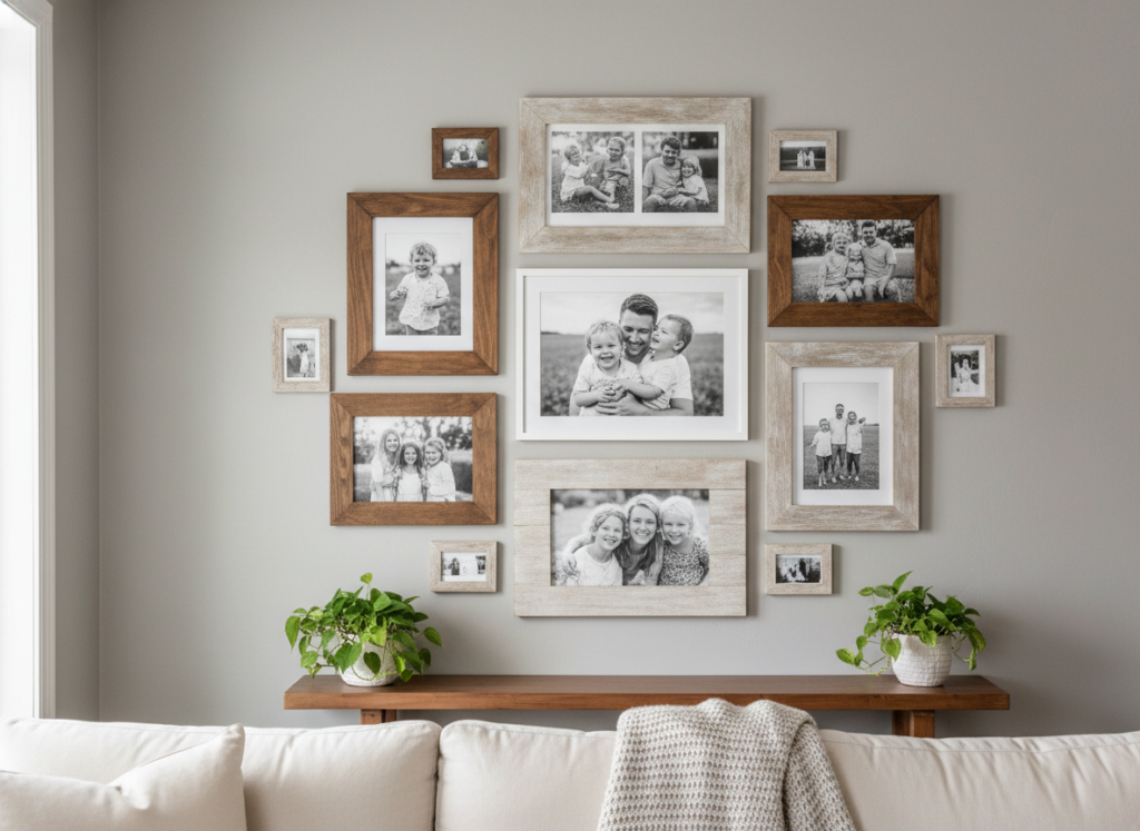 handcrafted wooden picture frames in different styles