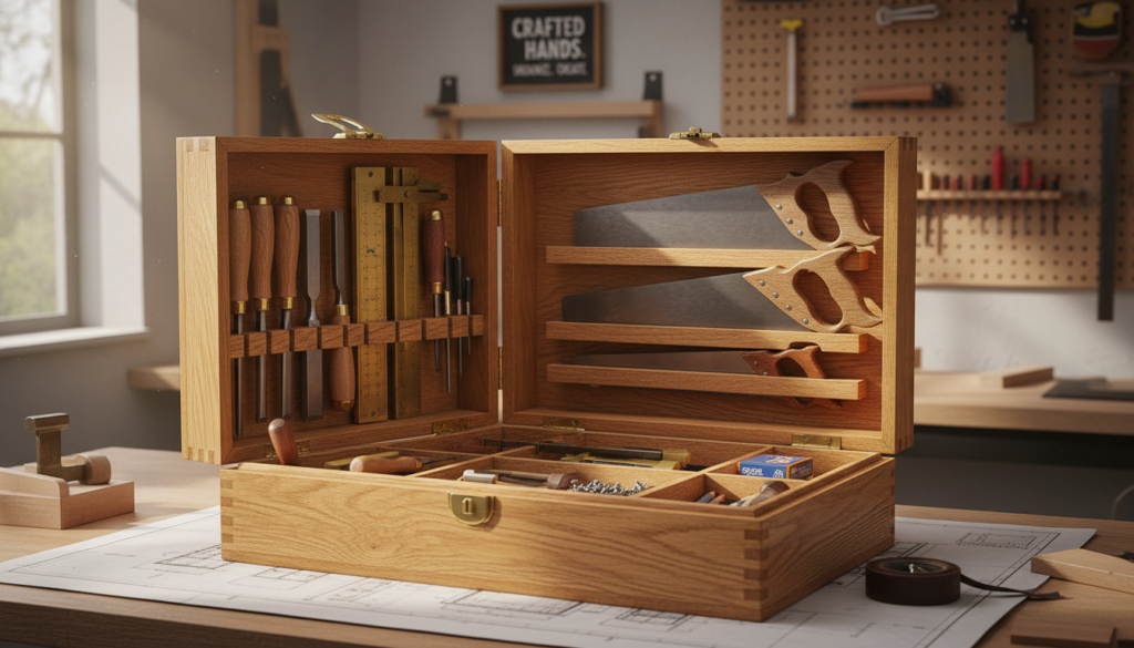 handmade wooden tool chest with multiple compartments organizing woodworking tools handmade wooden tool chest with multiple compartments organizing woodworking tools